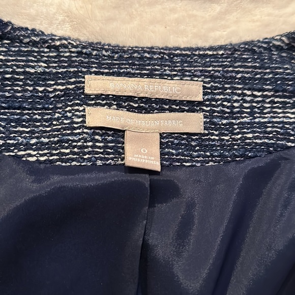 Banana Republic navy and white tweed jacket size 0 - Picture 3 of 11